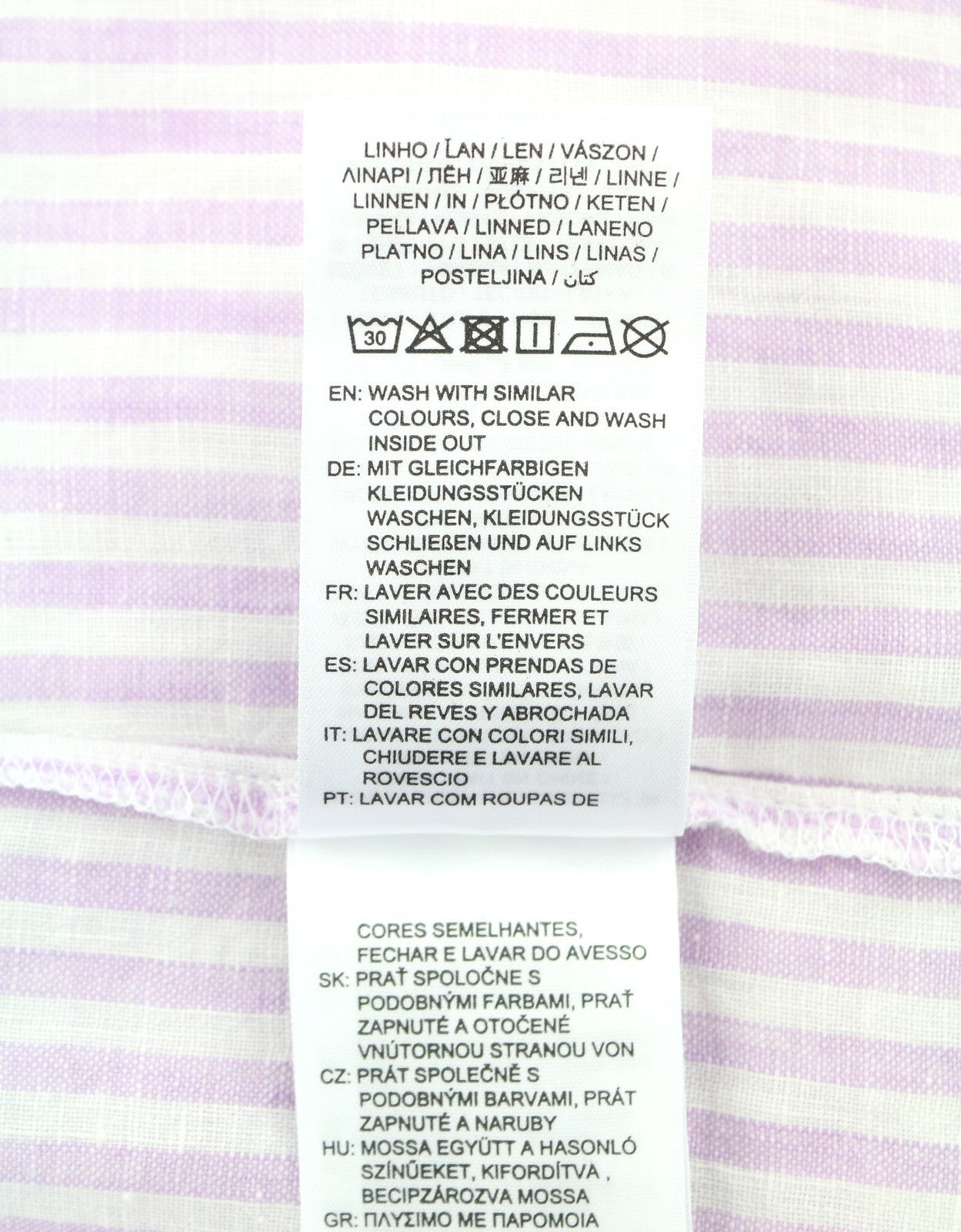 GANT Reg Linen Stripe Women Shirt EU34 XS Crocus Purple Button-Up Spread Neck