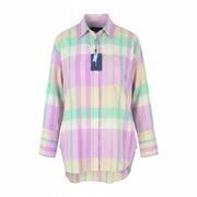 GANT Rel Wide Cuff Madras Women Shirt EU44 XL Crocus Purple Button-Up Oversized