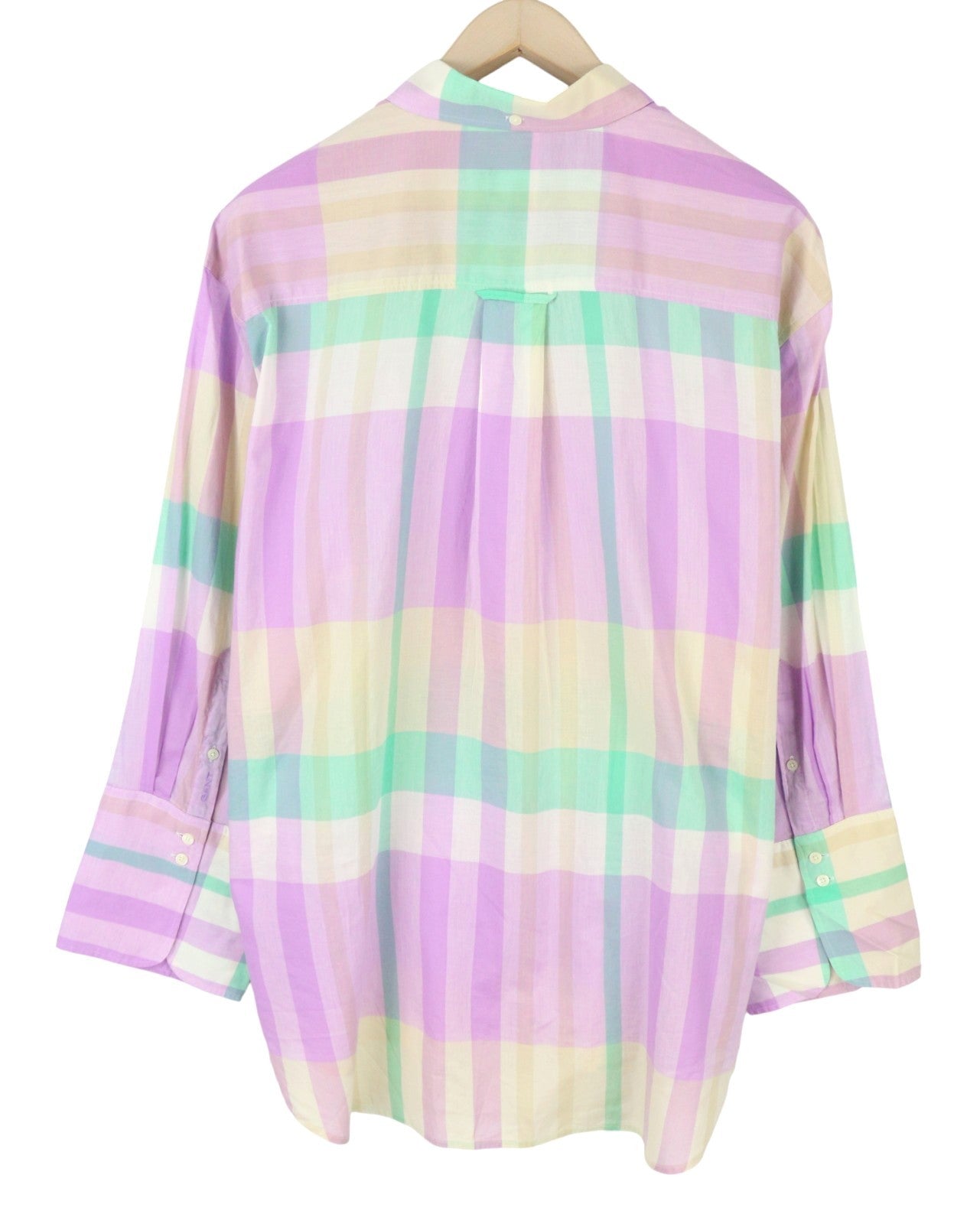 GANT Rel Wide Cuff Madras Women Shirt EU44 XL Crocus Purple Button-Up Oversized