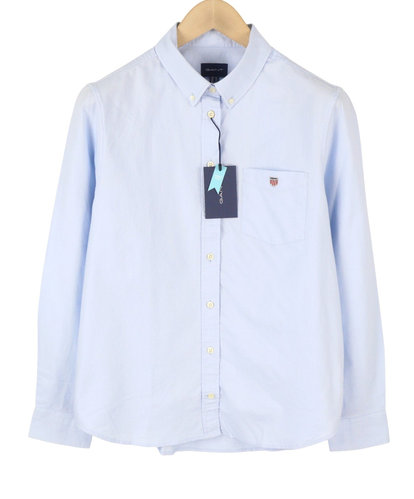 GANT Regular Oxford Women Shirt EU42 L Hamptons Blue Cotton Button Patch Pocket
