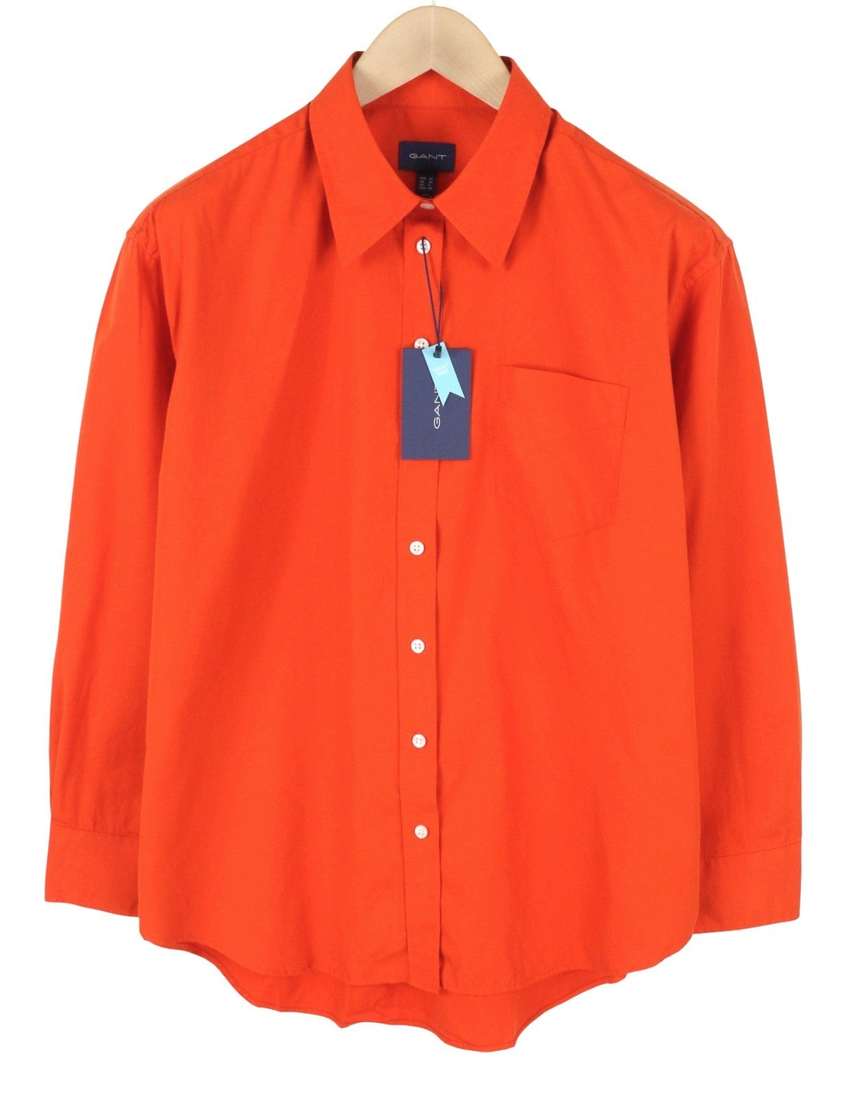 GANT Relaxed Spread Luxury Poplin Women Shirt EU38 M Pumpkin Orange Button