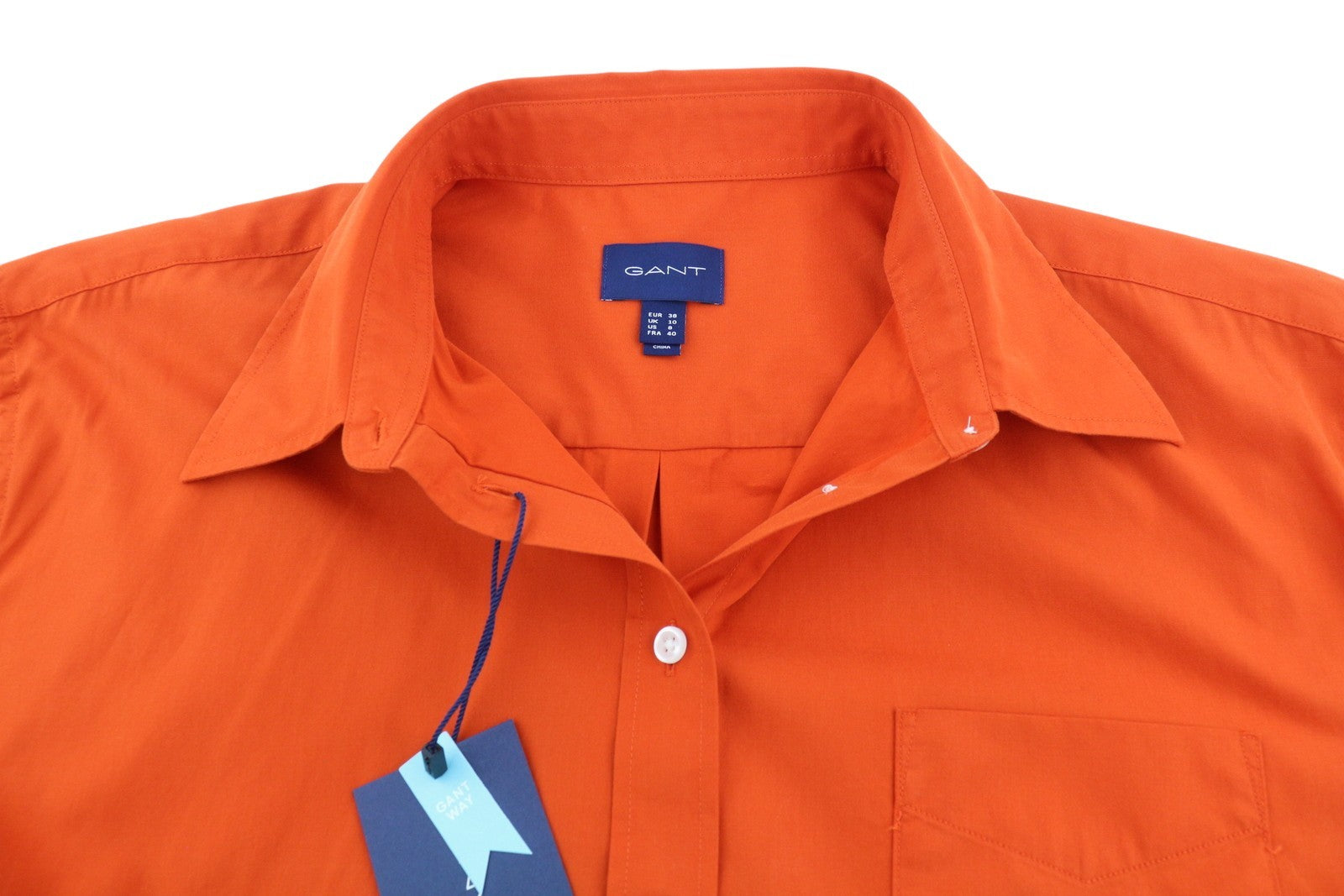 GANT Relaxed Spread Luxury Poplin Women Shirt EU38 M Pumpkin Orange Button