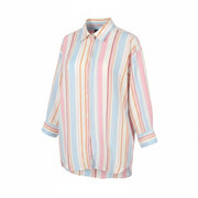 GANT OS Multistripe Women Shirt EU42 L Multicolor Linen Blend Buttoned Casual
