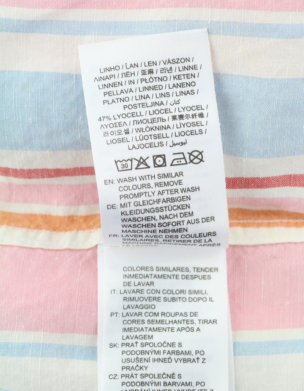 GANT OS Multistripe Women Shirt EU42 L Multicolor Linen Blend Buttoned Casual