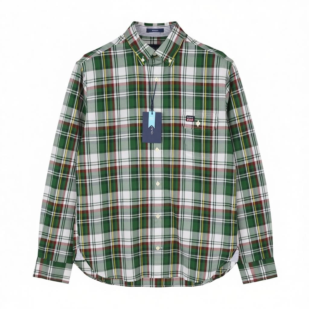 GANT Reg UT Washed Check Men Shirt XL Green Checked Button-Down Casual