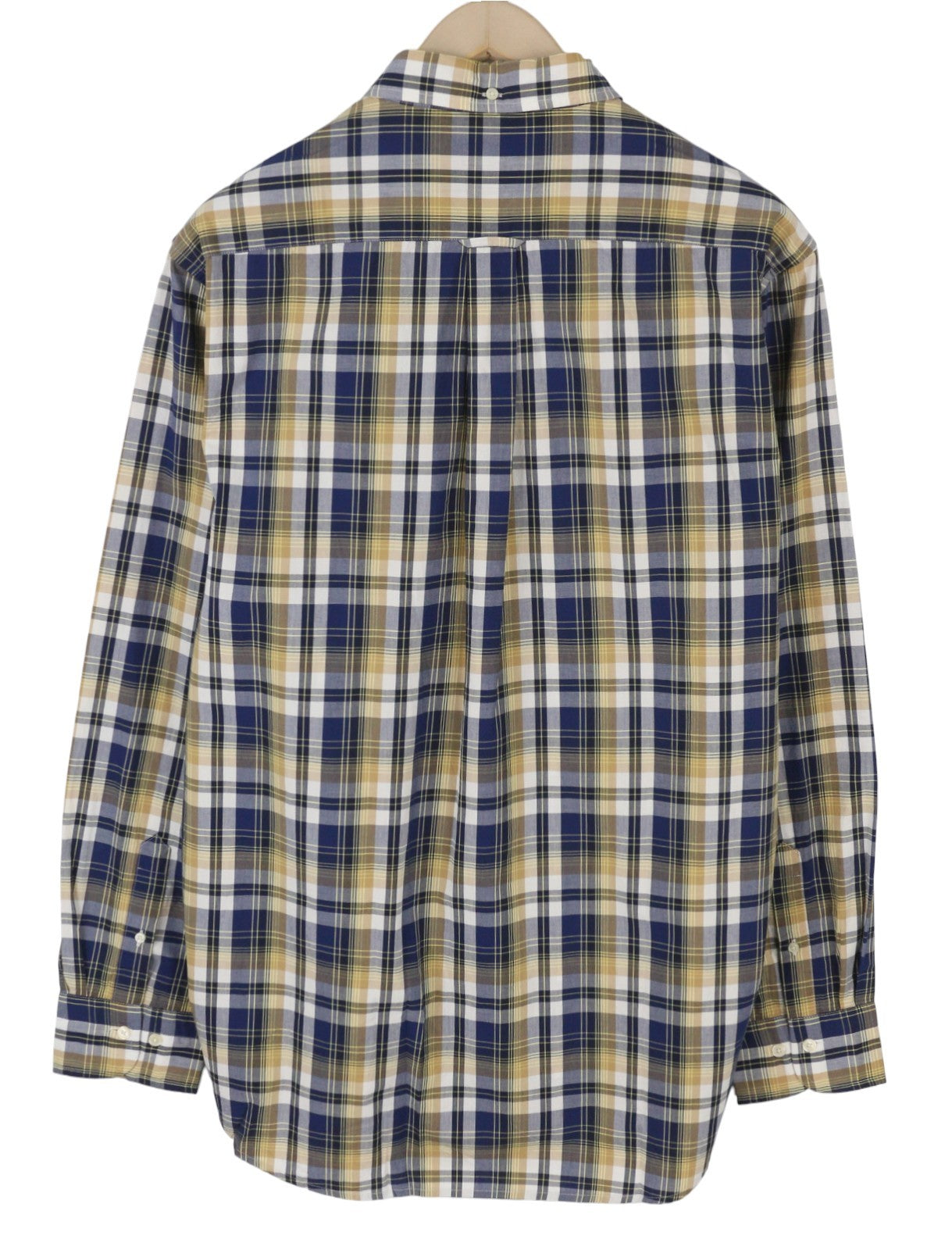 GANT Reg Washed Poplin Check Men Shirt L Beige Plaid Buttoned Casual Top