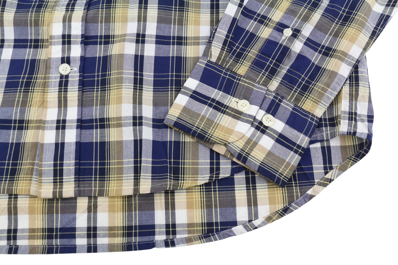 GANT Reg Washed Poplin Check Men Shirt L Beige Plaid Buttoned Casual Top