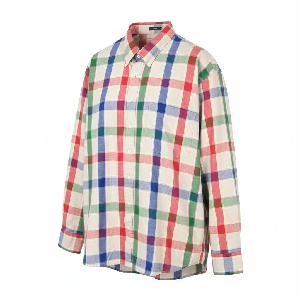 GANT Rel Oxford Check BD Men Shirt 2XL Putty Beige Buttoned Pocket Casual