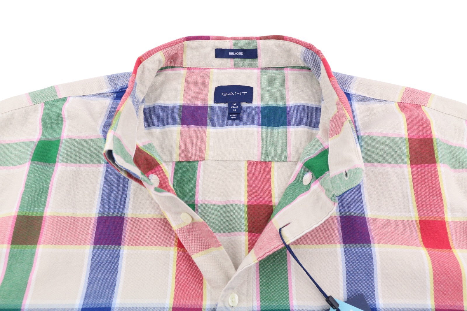 GANT Rel Oxford Check BD Men Shirt 2XL Putty Beige Buttoned Pocket Casual