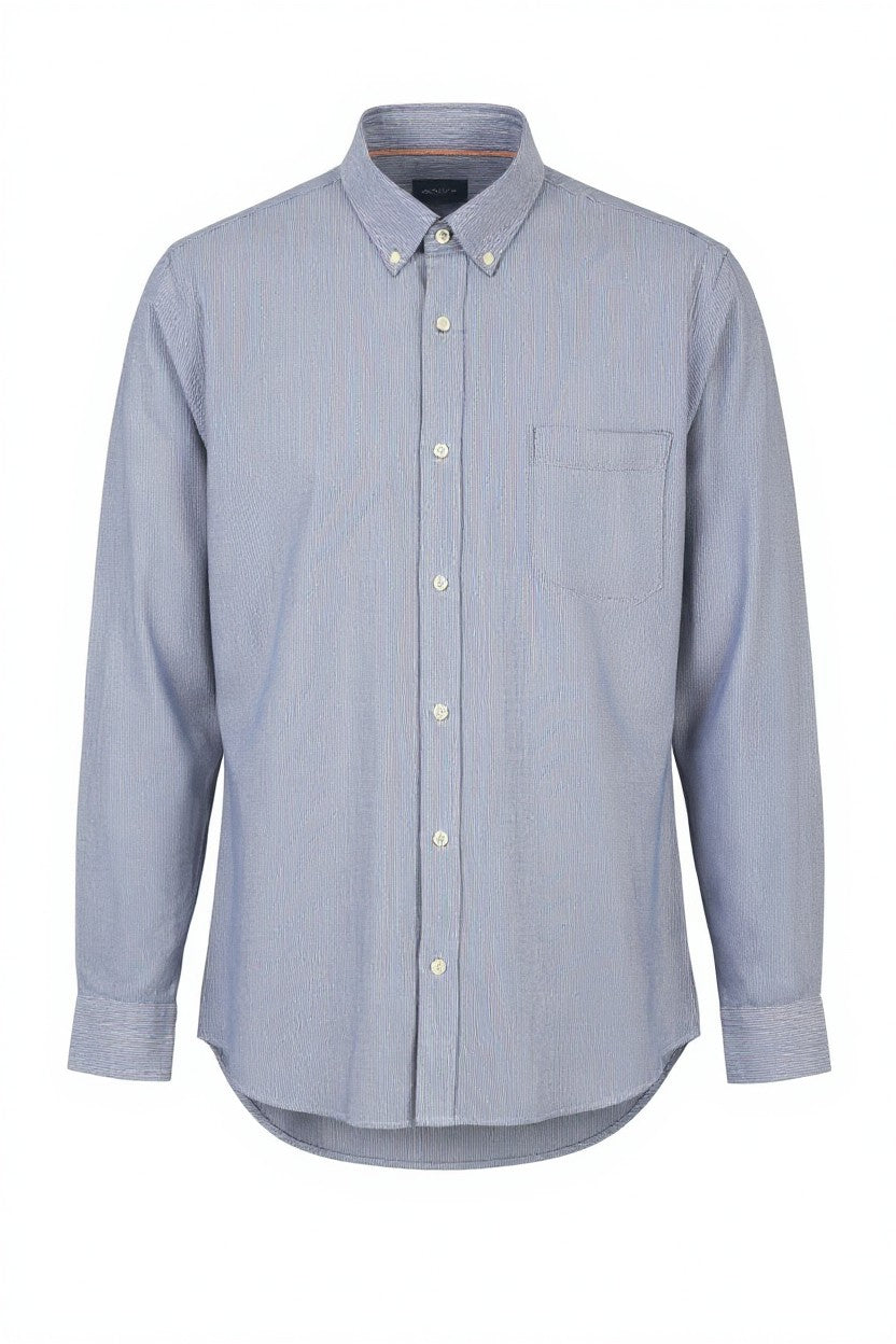 GANT Reg Texture BD Men Shirt XL Blue Textured Button-Up Pocket Casual