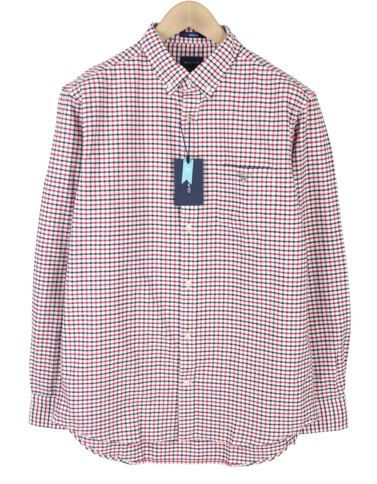 GANT Reg Oxford Tattersall BD Men Shirt L Red Checked Pocket Casual Shirt
