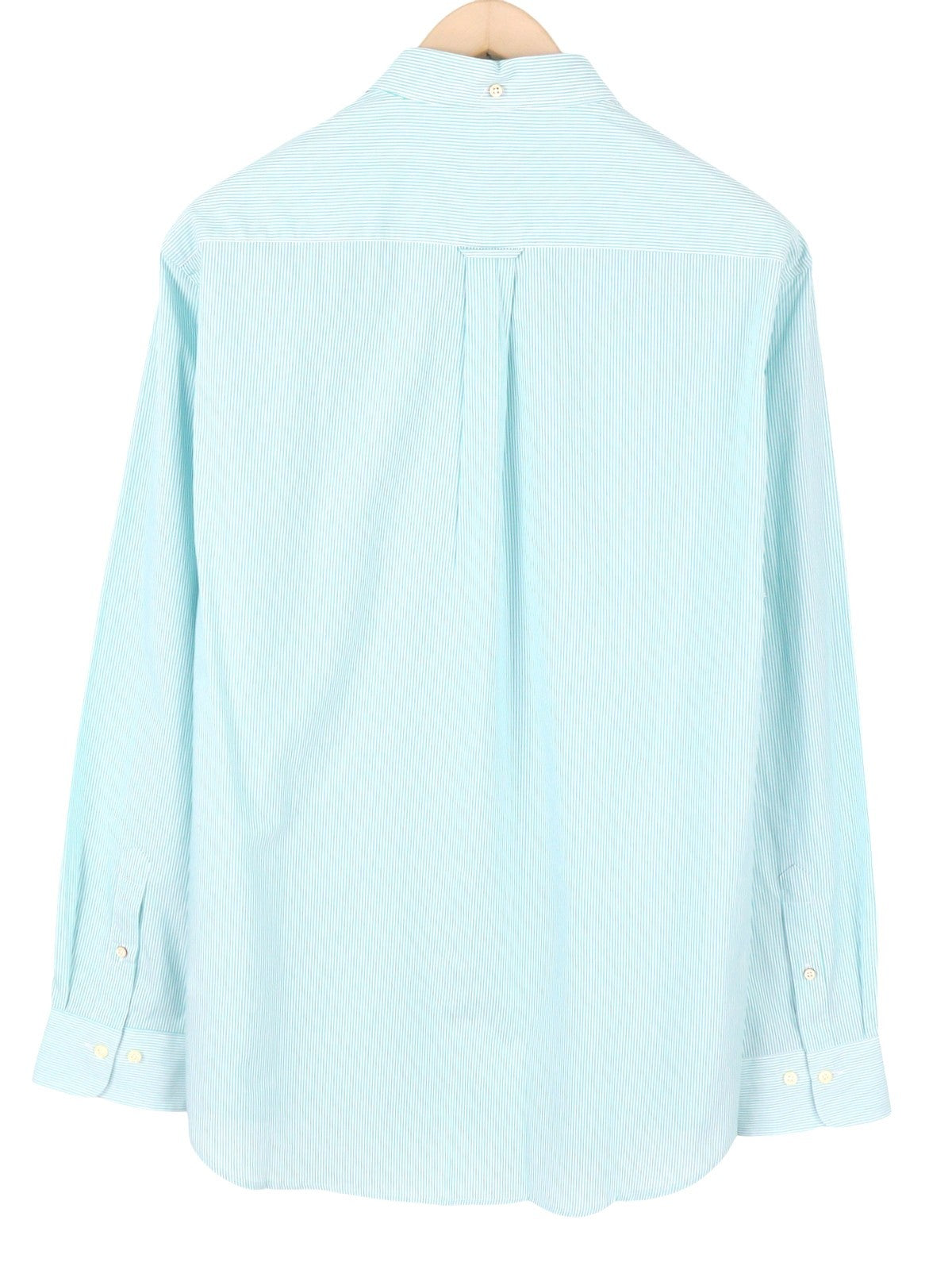 GANT Reg Broadcloth Banker BD Men Shirt L Aqua Striped Buttoned Casual Top