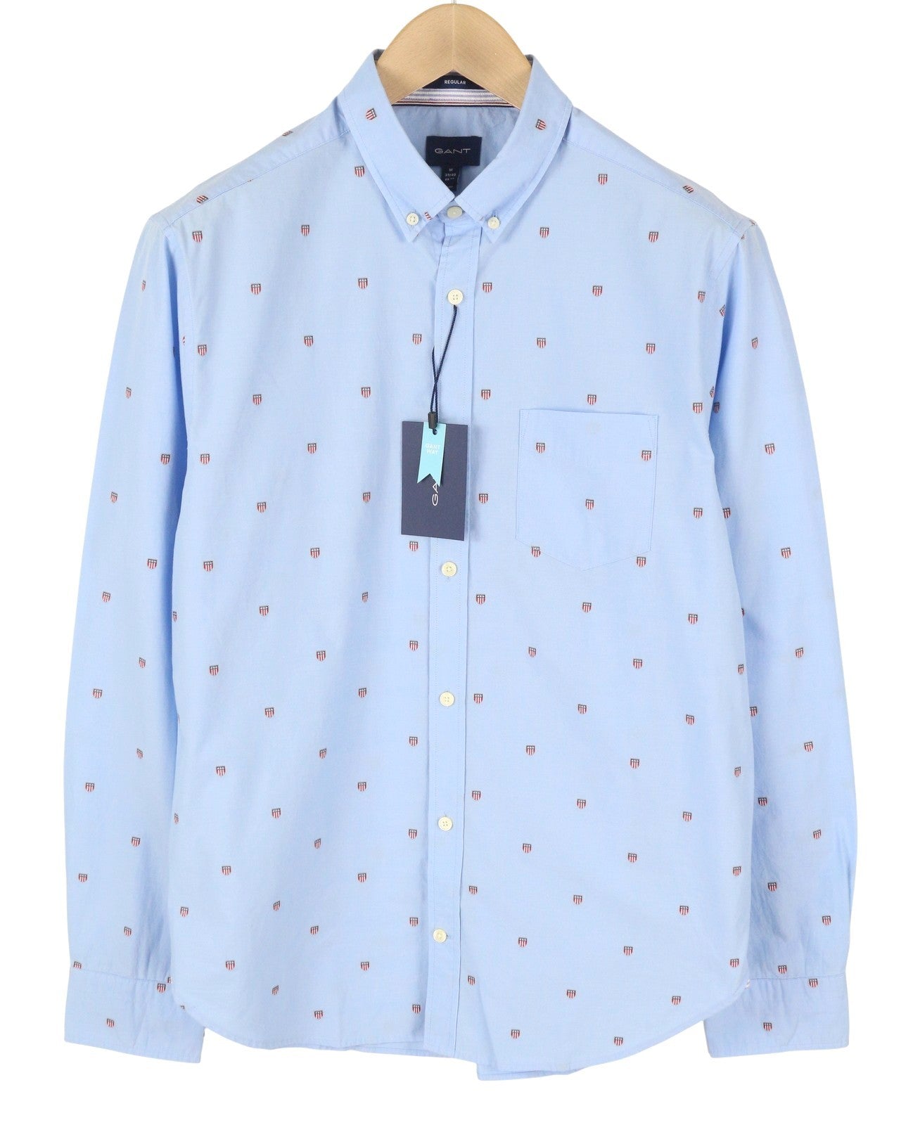 GANT Reg UT Shield Fil Coupe BD Men Shirt M Blue Logo Button-Up Casual