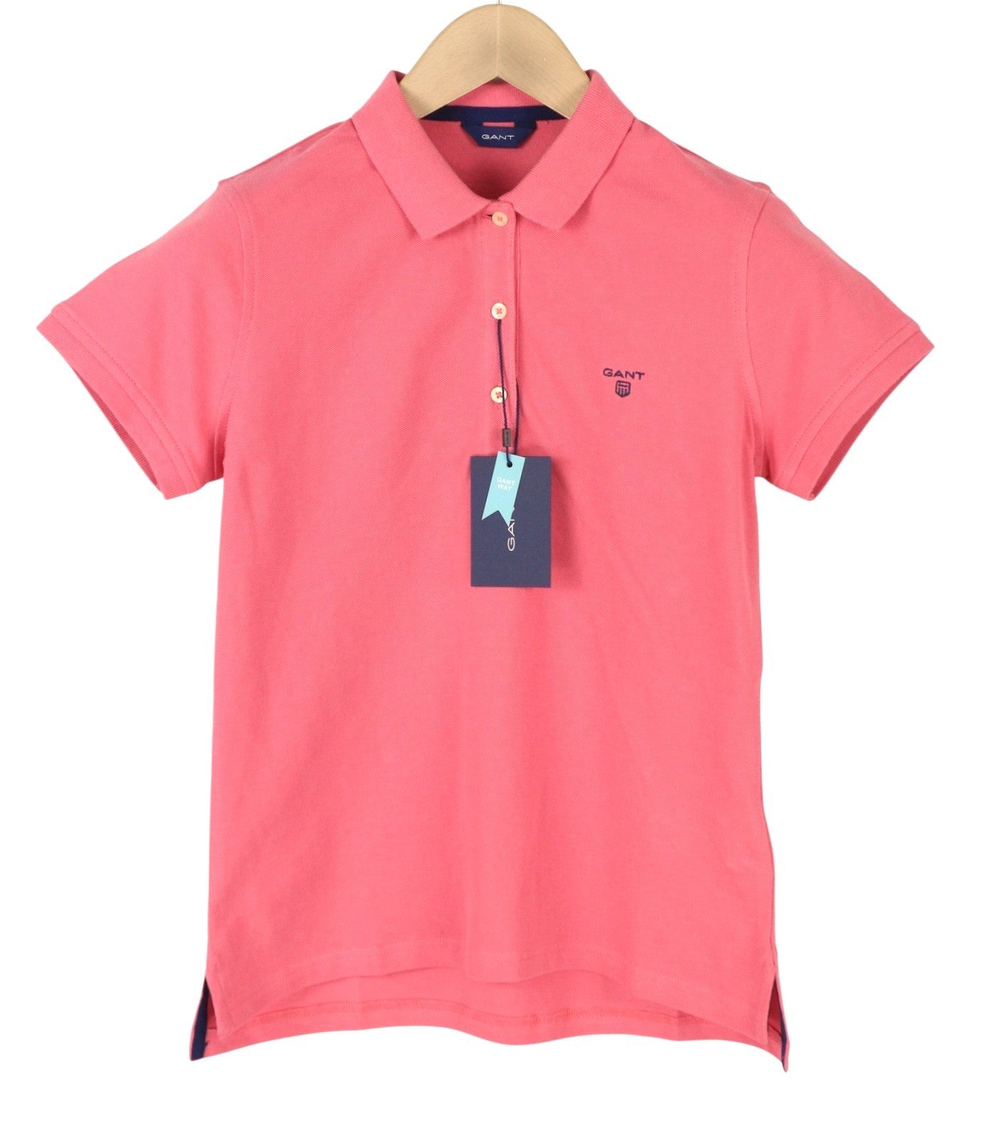 GANT Summer Pique Women T-Shirt 2XL Rose Cotton Polo Casual Embroidered