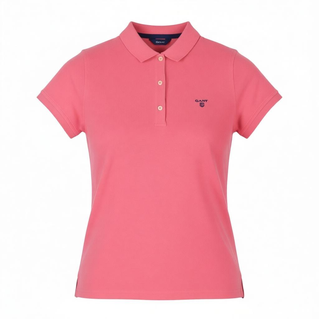 GANT Summer Pique Women T-Shirt 3XL Pink Short Sleeve Polo Casual Top