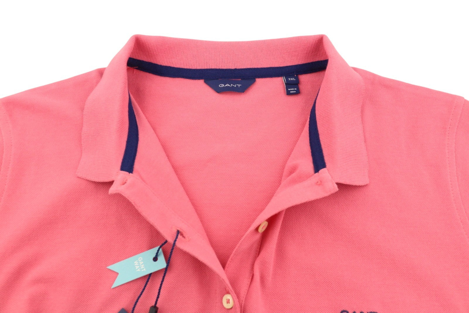 GANT Summer Pique Women T-Shirt 3XL Pink Short Sleeve Polo Casual Top