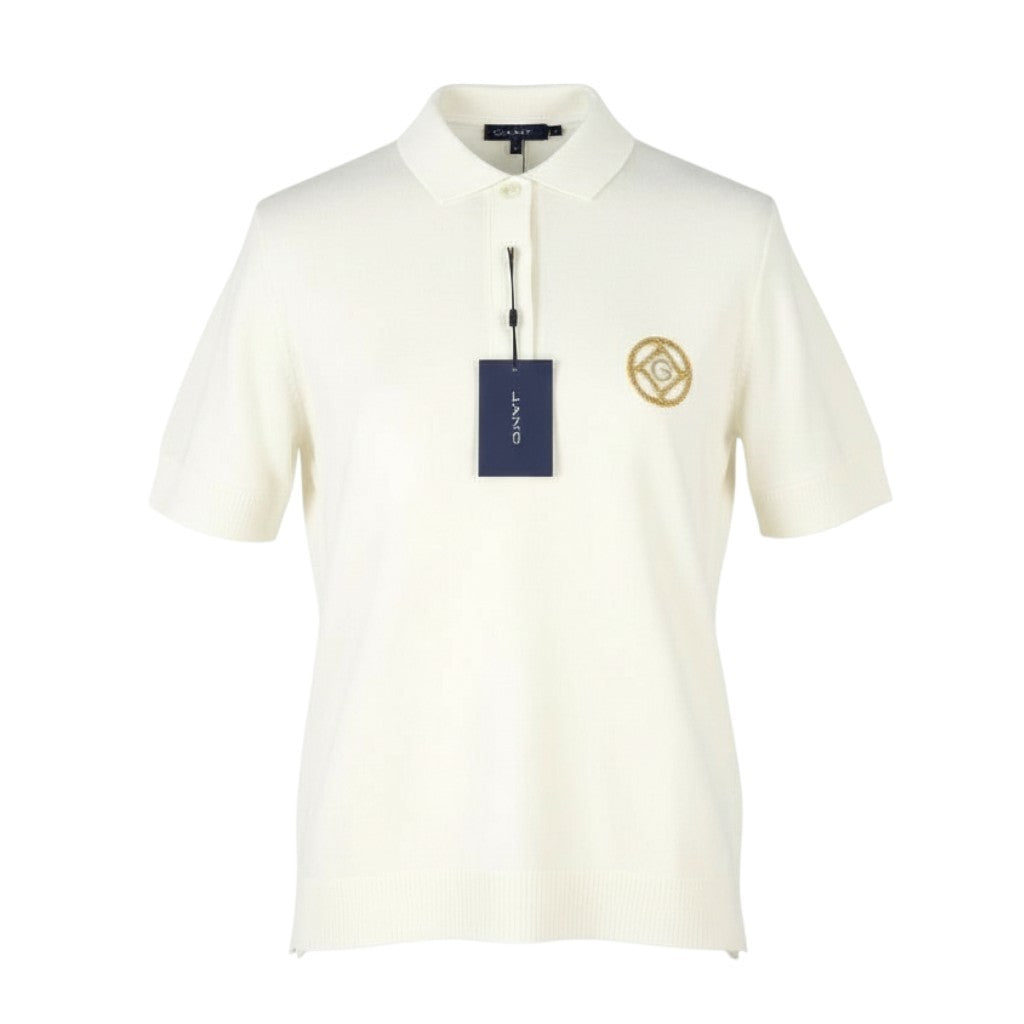GANT Rope Icon SS Pique Women T-Shirt 2XL Eggshell Polo Logo Casual Top