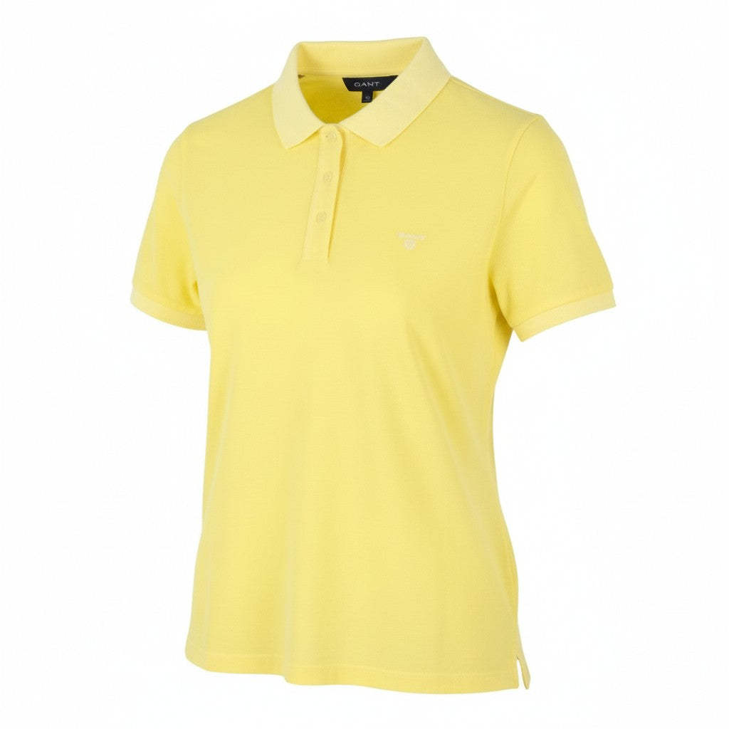 GANT Sunbleached SS Pique Women T-Shirt M Lemon Faded Polo Casual Top
