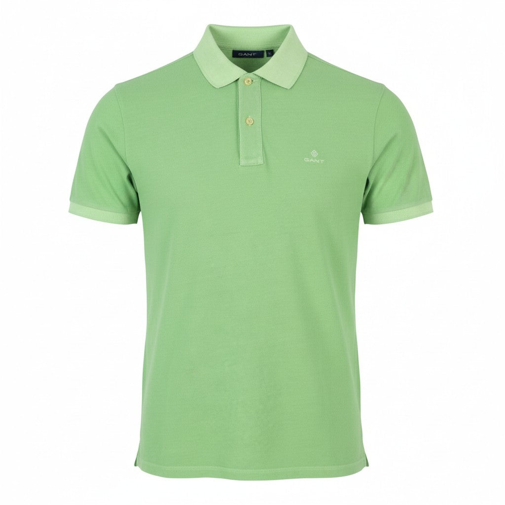 GANT Sunfaded Pique SS Rugger Men Polos S Green Cotton Polo Casual Top