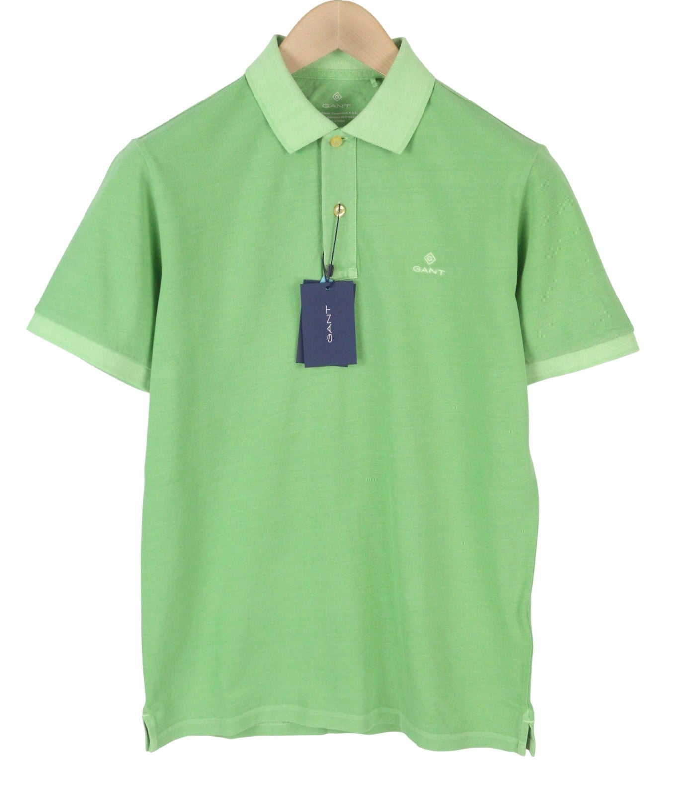 GANT Sunfaded Pique SS Rugger Men Polos S Green Cotton Polo Casual Top