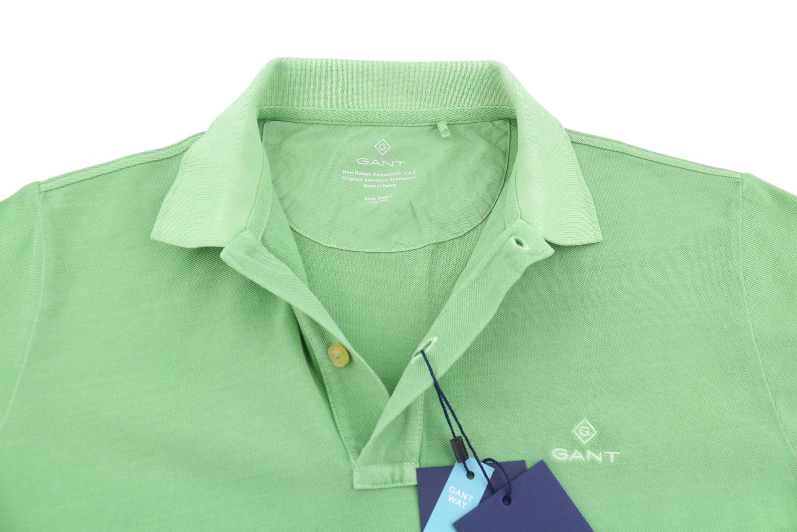 GANT Sunfaded Pique SS Rugger Men Polos S Green Cotton Polo Casual Top