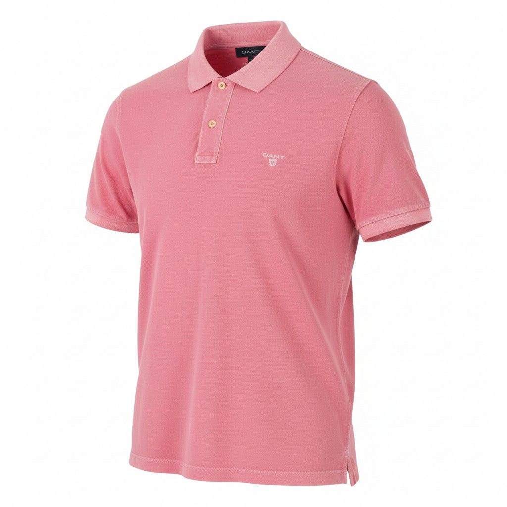 GANT Sunbleached Pique SS Rugger Men Polos M Pink Faded Polo Casual Top