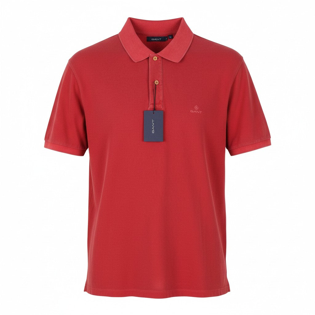 GANT Sunfaded Pique SS Rugger Men Polos 2XL Red Cotton Polo Casual Top