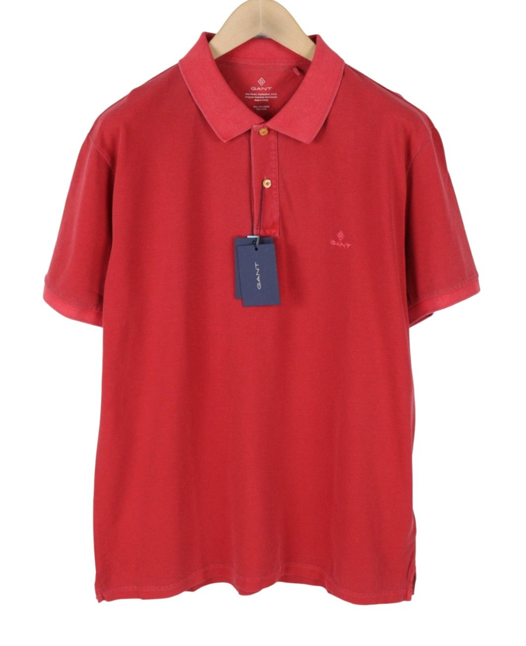 GANT Sunfaded Pique SS Rugger Men Polos 2XL Red Cotton Polo Casual Top