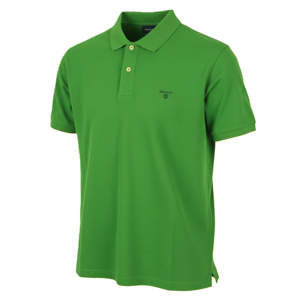 GANT Summer Pique SS Rugger Men Polos 2XL Green Cotton Logo Polo Casual