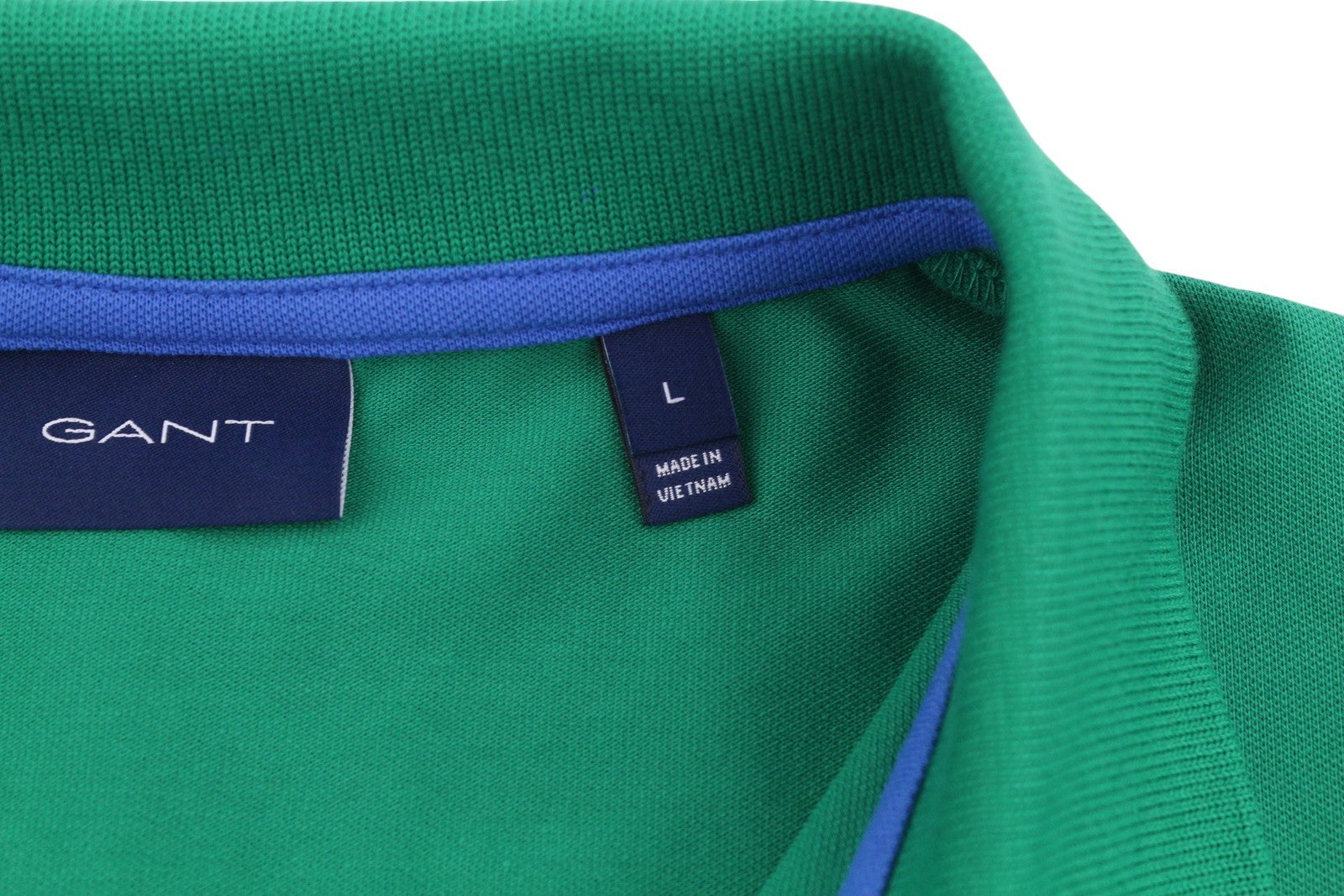 GANT Contrast Collar Pique SS Rugger Men Polos L Green Logo Polo Casual