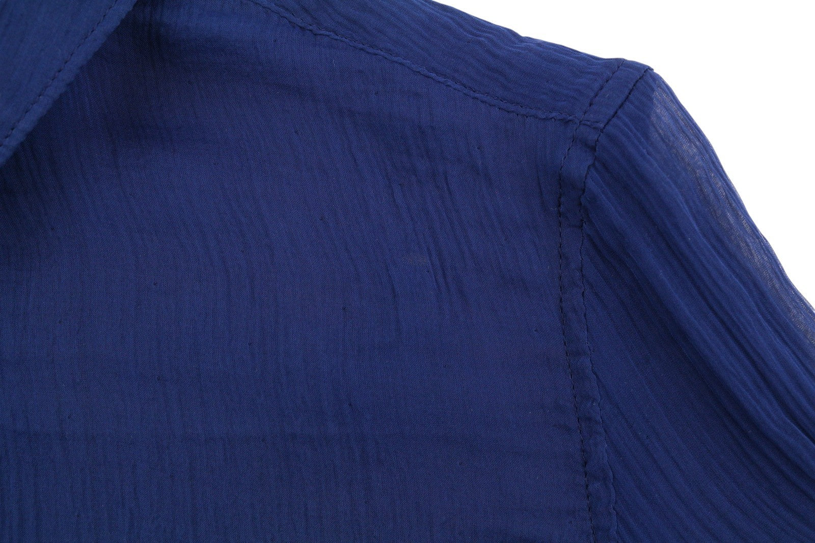 SUISTUDIO Charles Women Shirt S Blue Silk Sheer Textured Button-Up