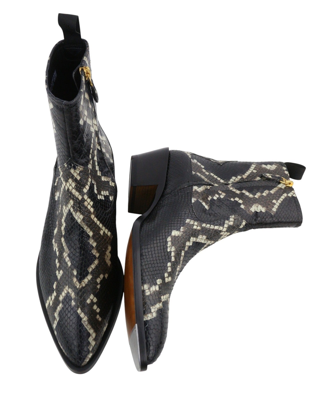 BALLY Gaiman Men Boots EU42.5 Black Snake Embossed Goatskin Cowboy RRP1299