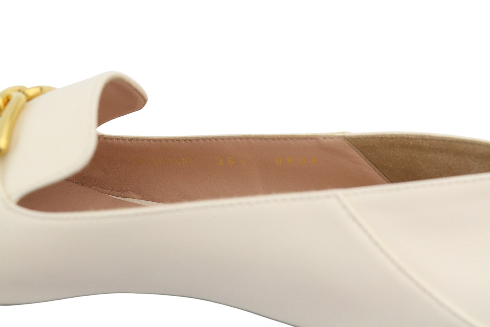 BALLY Ellah Women Flats EU36.5 Milky Leather Gold Tone Detail Loafers RRP699