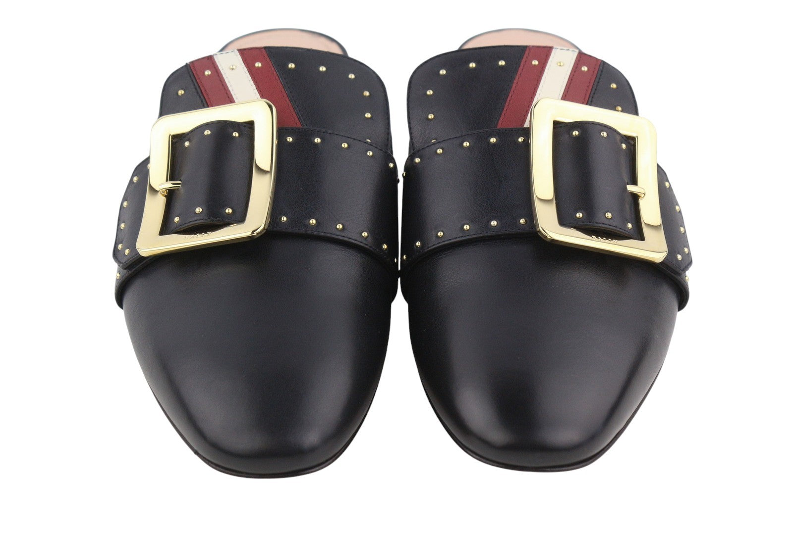 BALLY Janesse Women Flats EU40 Black Calfskin Leather Studded Mule Clogs RRP499