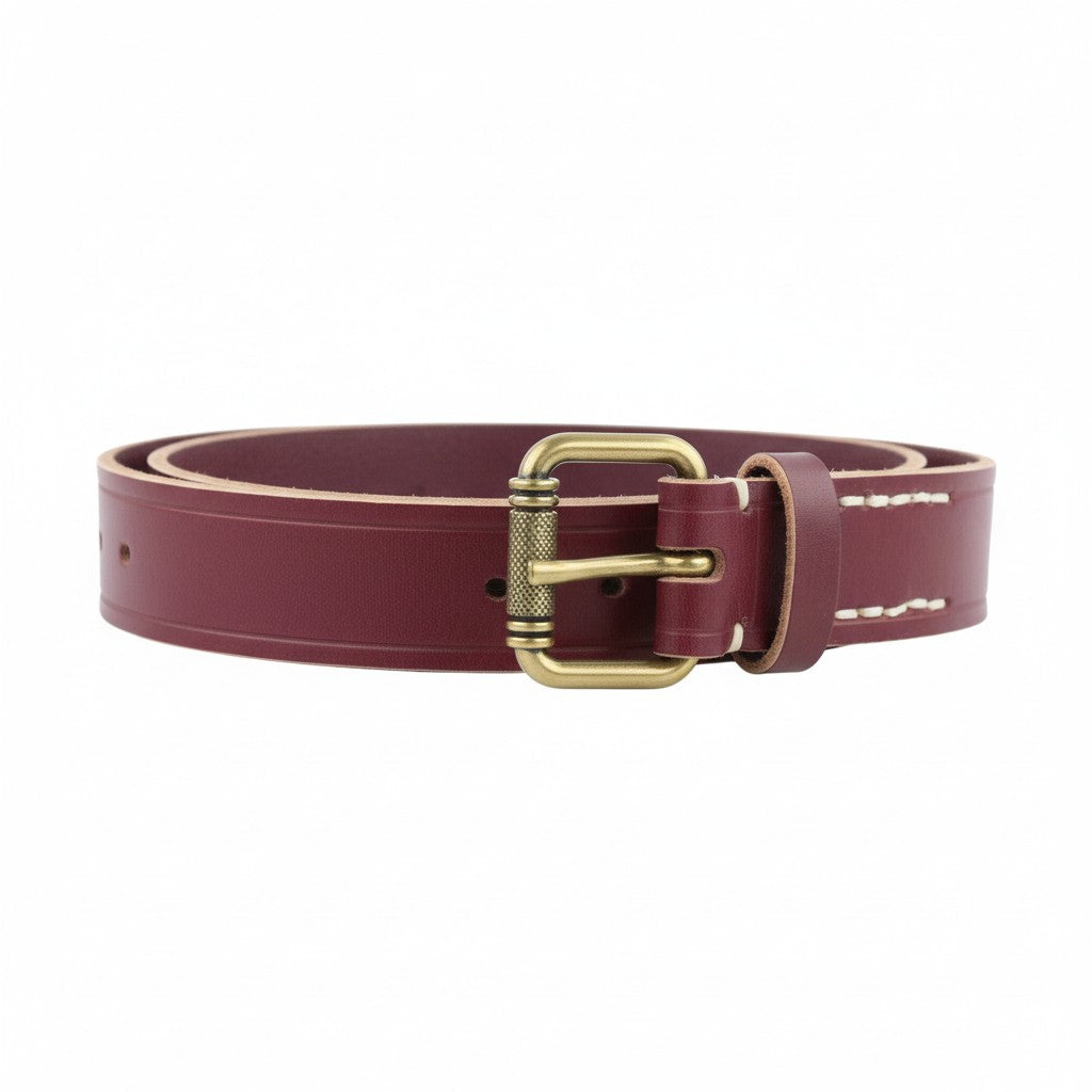 SCOTCH & SODA Men Belt 116 CM Burgundy Cow Leather Garnet Raw Edge Casual