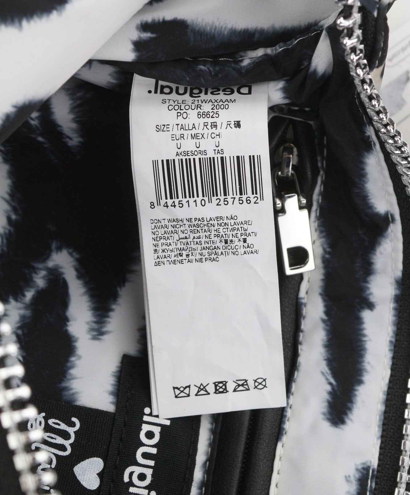DESIGUAL x Maria Escote Zebra Sling Women Bag OS Colourful Half-Moon Shape