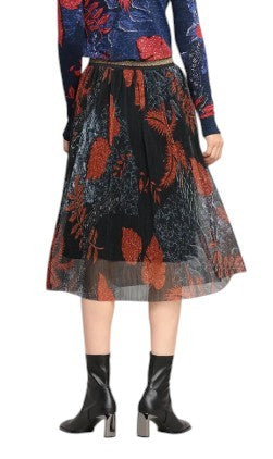 DESIGUAL Virginie Women Skirt XL Multicoloured High Waist Pattern Midi
