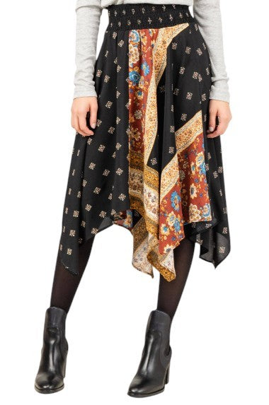 DESIGUAL Blunt Women Skirt S Multicoloured Asymmetric Pattern Midi
