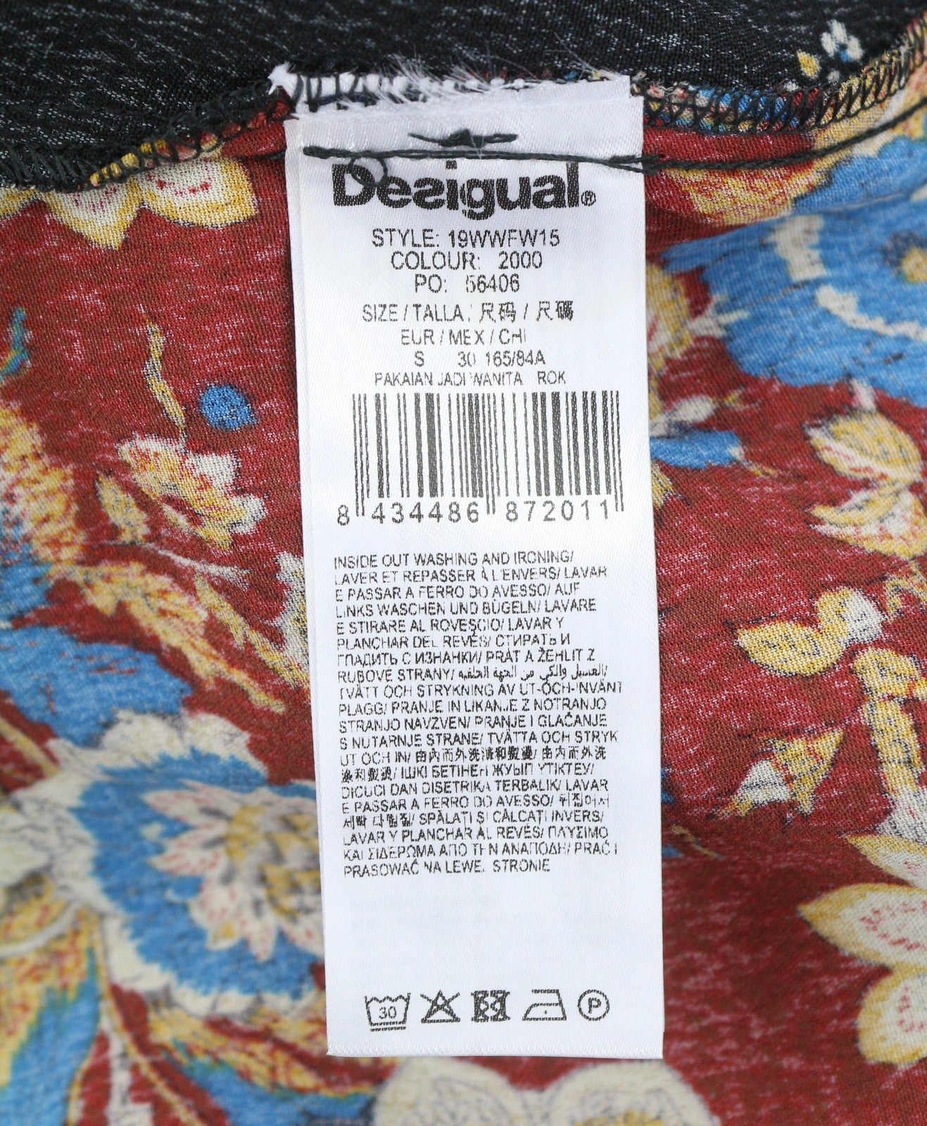 DESIGUAL Blunt Women Skirt S Multicoloured Asymmetric Pattern Midi