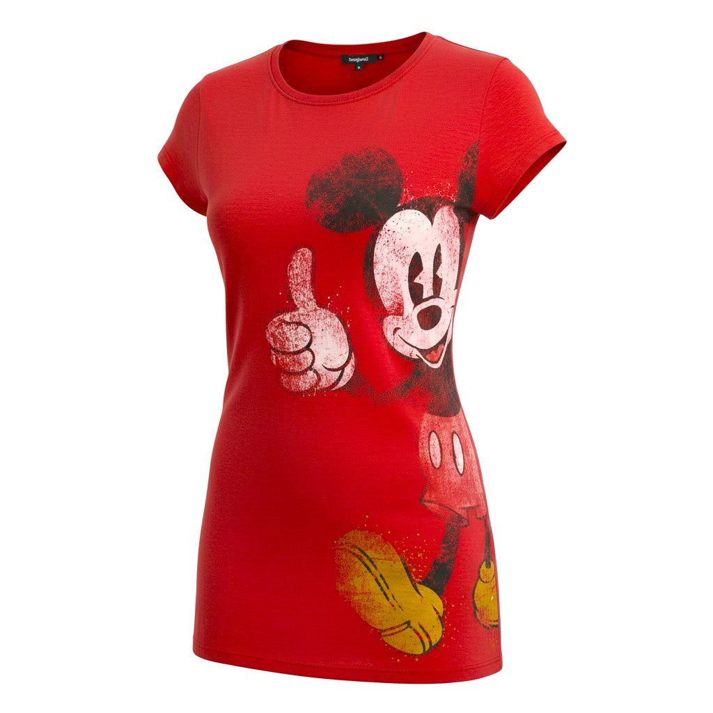 DESIGUAL x Disney Mickey Women Dress M Red T-Shirt Style Short Sleeve Knee