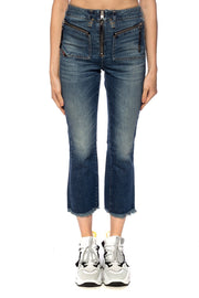 DIESEL D-Earlie 089AR Women Jeans W23/L30 Slim Cropped Blue Cotton Stretch