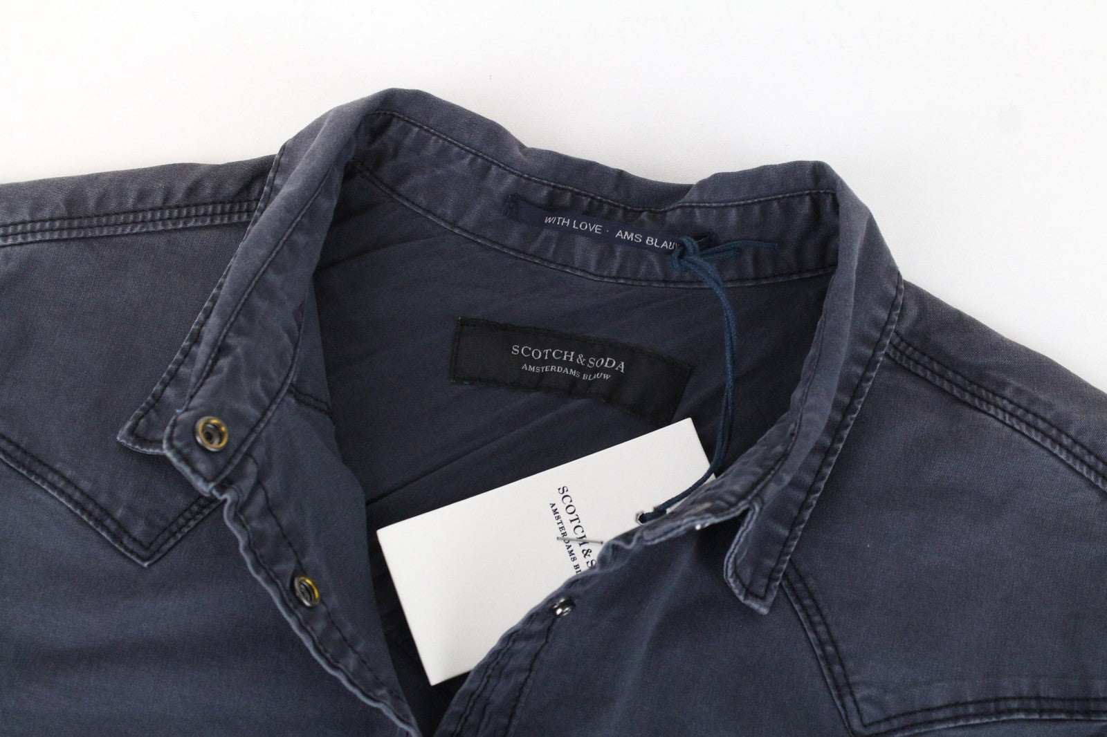 SCOTCH & SODA Men Shirt S Dark Grey Western-Style Classic Button Up Long Sleeve