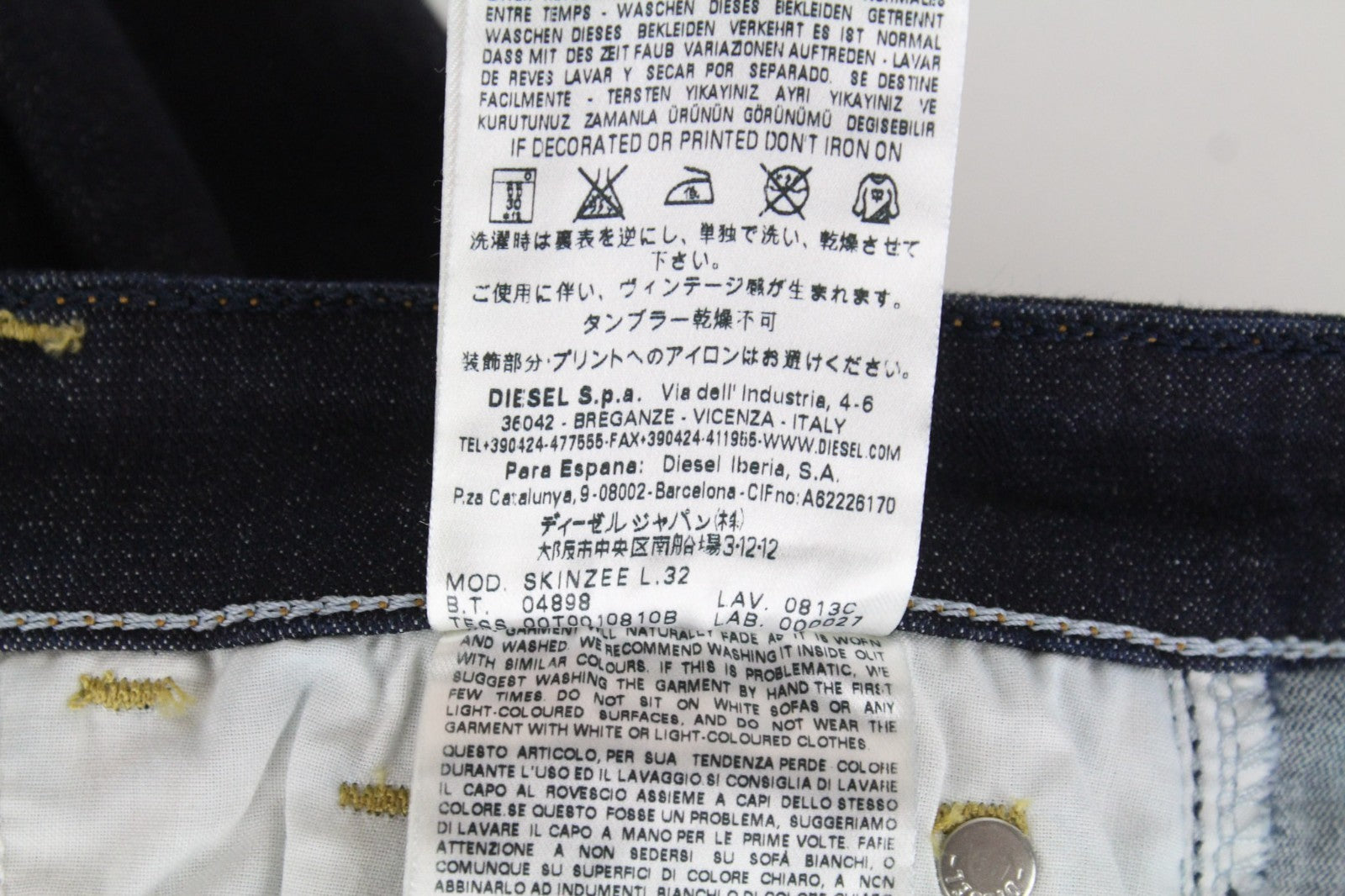 DIESEL Skinzee 0813C Women Jeans W25/L32 Mid Blue Stretch Super Slim Skinny