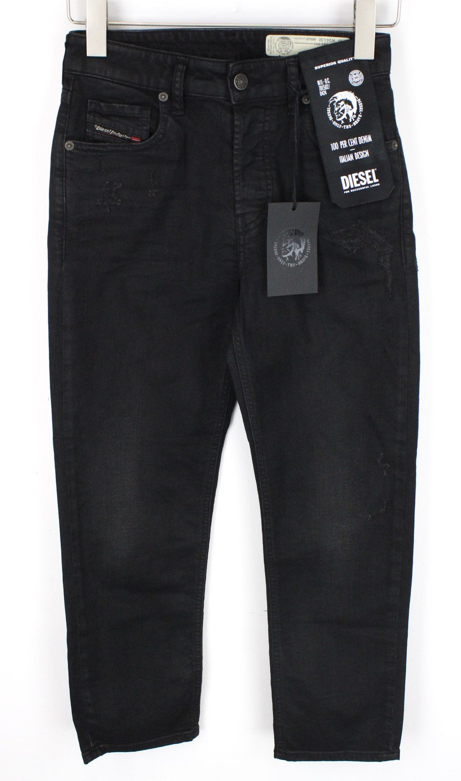 DIESEL Aryel 069JD Women Jeans W25/L32 Black Stretch Button-Fly Straight Fit