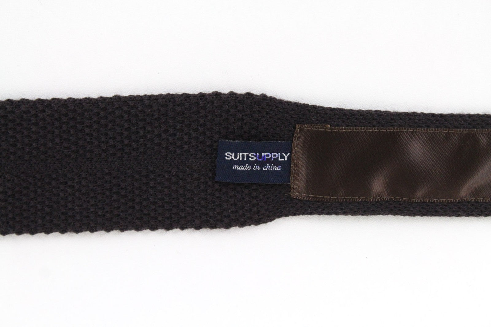 SUITSUPPLY Men Tie 141 x 6.3 cm Brown Pure Wool Knitted Squared-End Classic