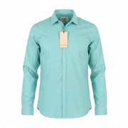 SCOTCH & SODA Men Shirt M Sea Blue Cotton Slim Spread Collar Button Up