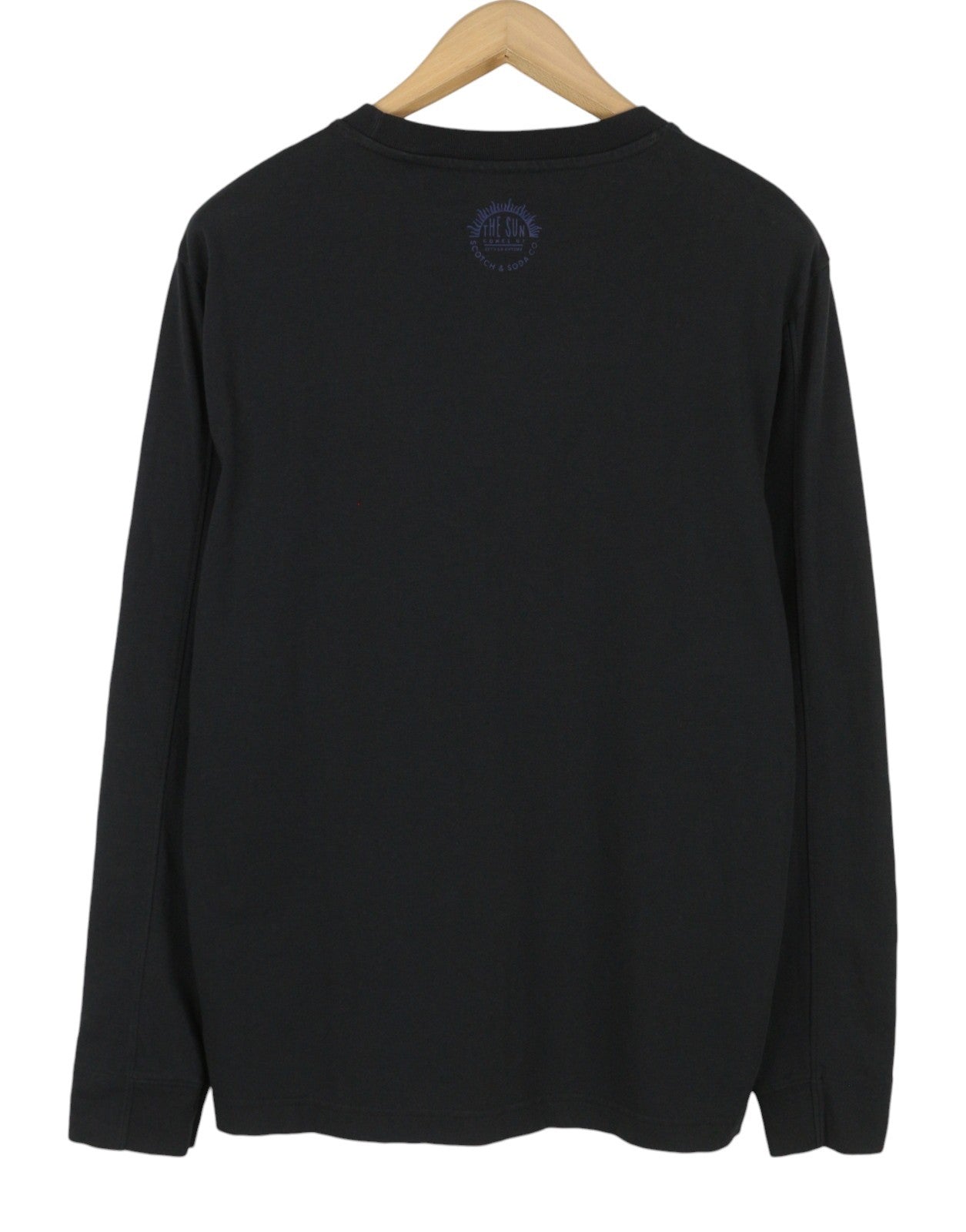 SCOTCH & SODA Men T-Shirt M Black Cotton Crew Neck Long Sleeved
