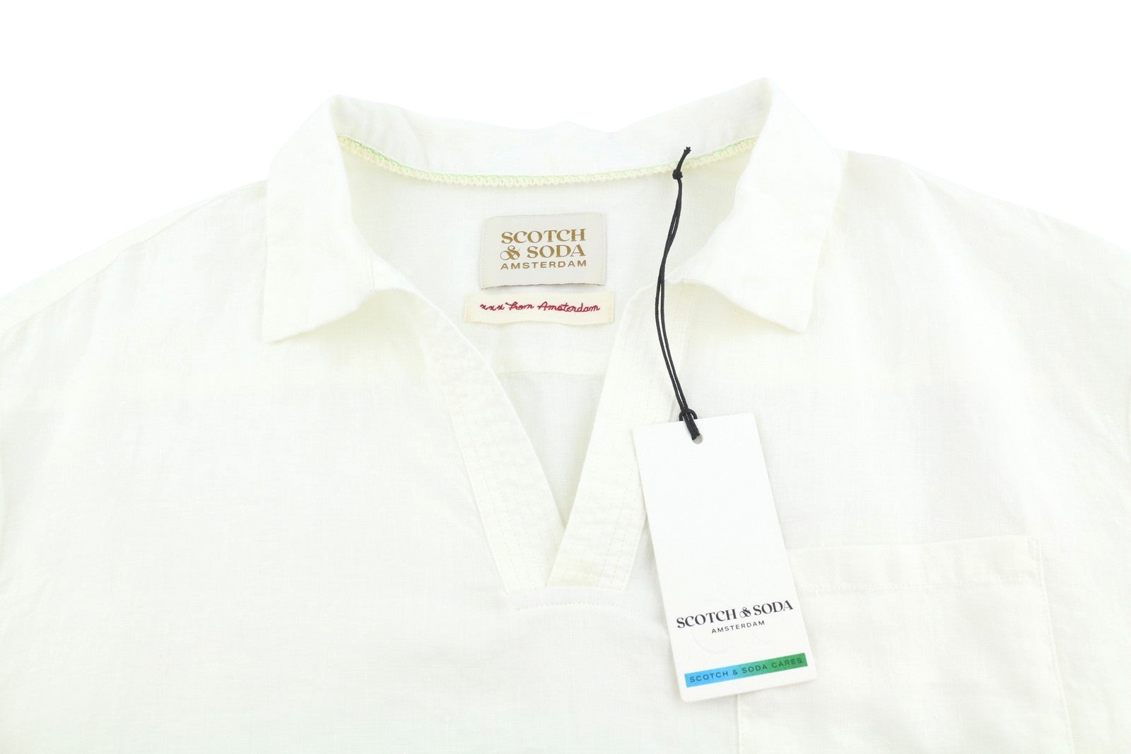SCOTCH & SODA Men T-Shirt L White Patch Pocket Relaxed Fit Short Sleeve