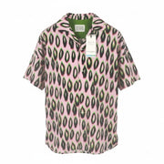 SCOTCH & SODA Men Shirt L Pink Leopard Print Button Up Notch Short Sleeve