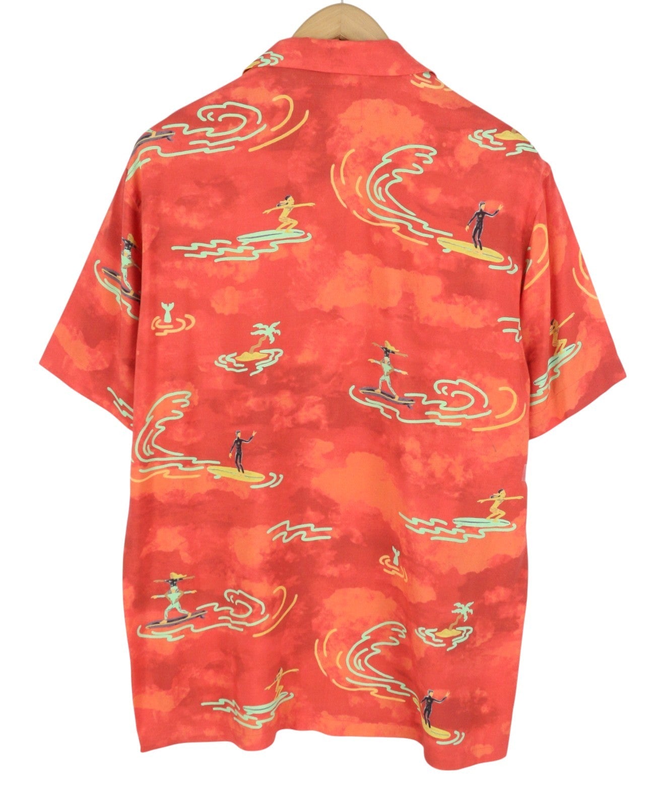 SCOTCH & SODA Men Shirt M Orange Allover Printed Viscose Short Sleeved